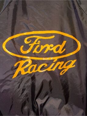 Vintage 80s Hartwell Sports Ford Racing Bomber Jacket Mens Large Black Quilted